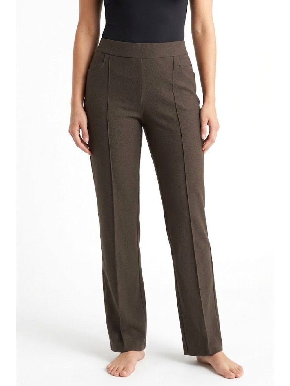 NWT Eileen Fisher Slim Bootcut in Rye Washable Stretch Crepe Pull-on Pants PL